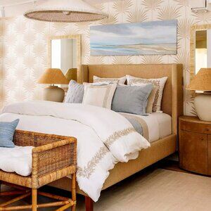 Serena & Lily Westport Queen Duvet Cover/2 Euro Shams in Flax